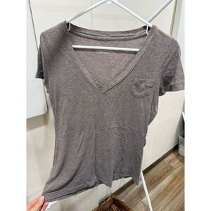 Mossimo Supply Co Womens Boyfriend Tee Brown V-Neck Pocket T-Shirt Size M Cotton